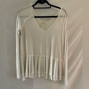 We The Free Flowy White Long Sleeve Top